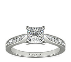 Cathedral Pavé Diamond Engagement Ring in 18k White Gold (0.23 ct. tw.)